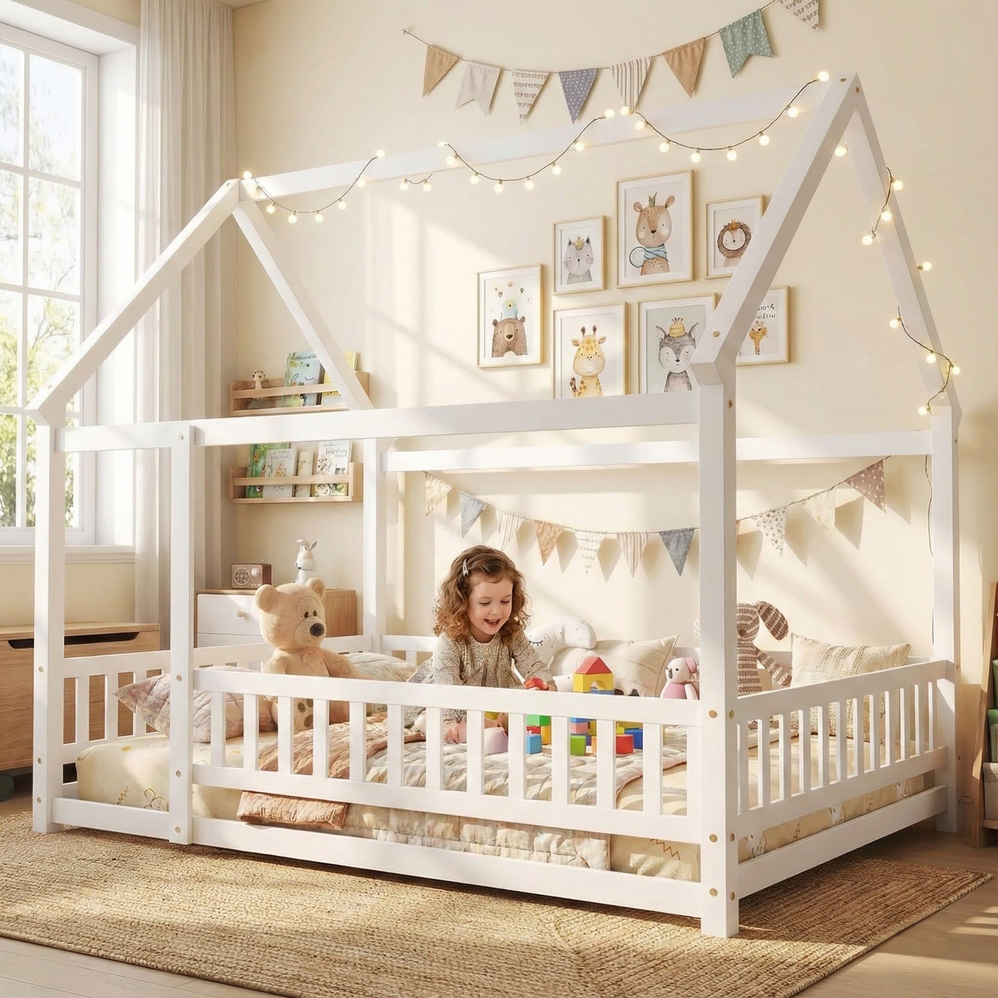 Amazon.com: MoproBeti Full House Bed for Kids, Wooden Full
